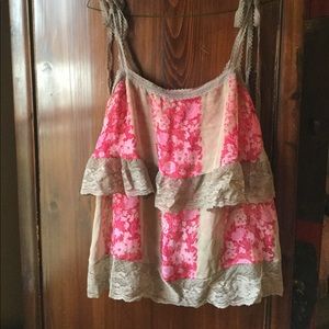 Sexy floral silk/lace top